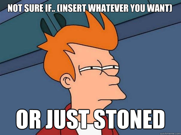 Not sure if.. (insert whatever you want) Or just stoned  Futurama Fry