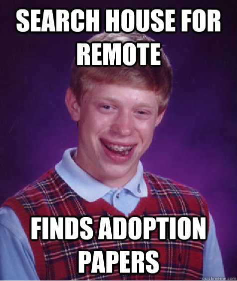 search house for remote finds adoption papers - search house for remote finds adoption papers  Bad Luck Brian