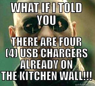 IPHONE CHARGER - WHAT IF I TOLD YOU THERE ARE FOUR (4) USB CHARGERS ALREADY ON THE KITCHEN WALL!!! Matrix Morpheus
