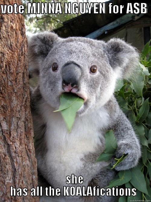 VOTE MINNA NGUYEN FOR ASB  SHE HAS ALL THE KOALAFICATIONS  koala bear