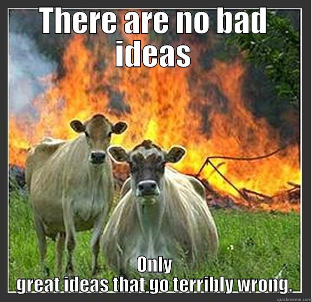 THERE ARE NO BAD IDEAS ONLY GREAT IDEAS THAT GO TERRIBLY WRONG. Evil cows