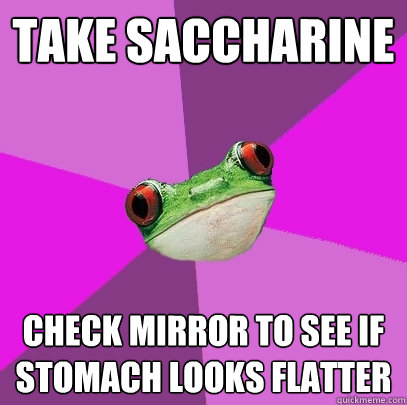 Take saccharine check mirror to see if stomach looks flatter  Foul Bachelorette Frog