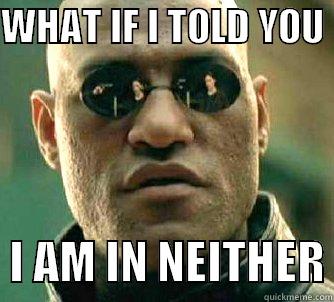 WHAT IF I TOLD YOU    I AM IN NEITHER Matrix Morpheus