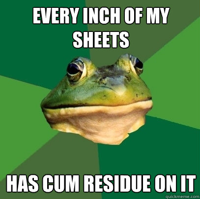 Every inch of my sheets  has cum residue on it   Foul Bachelor Frog