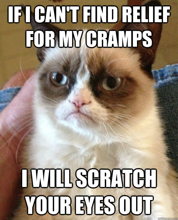 If I can't find relief for my cramps I will scratch your eyes out - If I can't find relief for my cramps I will scratch your eyes out  Grumpy Cat