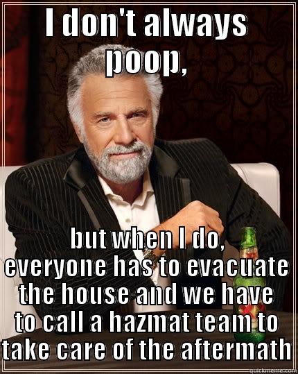 I DON'T ALWAYS POOP, BUT WHEN I DO, EVERYONE HAS TO EVACUATE THE HOUSE AND WE HAVE TO CALL A HAZMAT TEAM TO TAKE CARE OF THE AFTERMATH The Most Interesting Man In The World