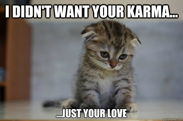 i didn't want your karma... ...just your love - i didn't want your karma... ...just your love  Sad Kitten