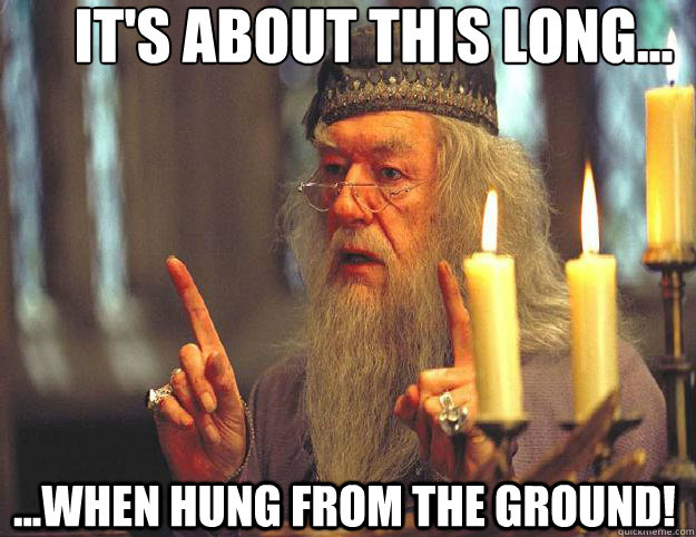 It's about this long... ...When hung from the ground!  Dumbledore
