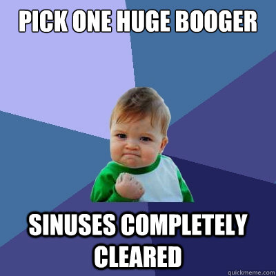 Pick one huge booger Sinuses completely cleared  Success Kid