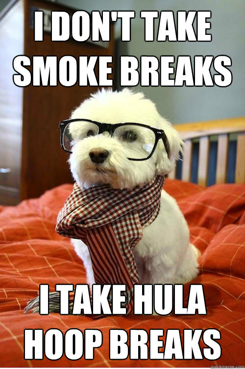 i don't take smoke breaks i take hula hoop breaks - i don't take smoke breaks i take hula hoop breaks  Hipster Dog