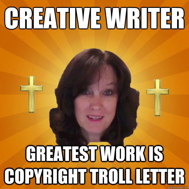 creative writer
 greatest work is copyright troll letter  Copyright Troll and Dash Poem Author Linda Ellis
