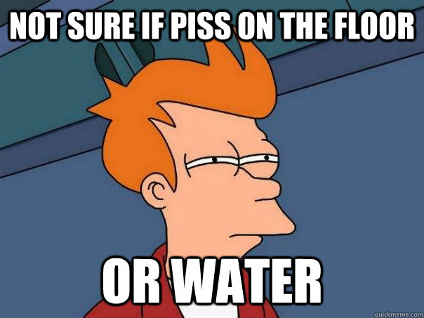 Not sure if piss on the floor Or water - Not sure if piss on the floor Or water  Futurama Fry