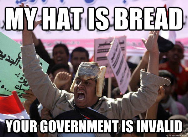 My hat is bread your government is invalid  
