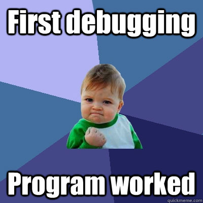 First debugging Program worked  Success Kid