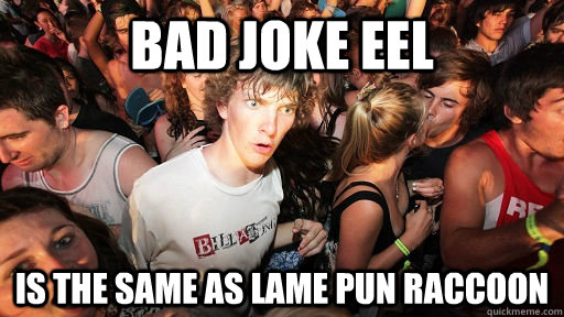 Bad Joke Eel is the same as lame pun raccoon  Sudden Clarity Clarence