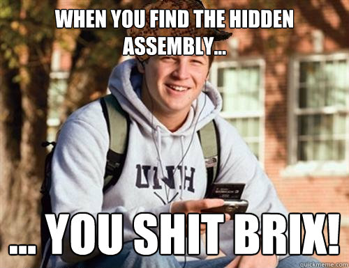 When you find the hidden assembly... ... you shit brix!  College Freshman