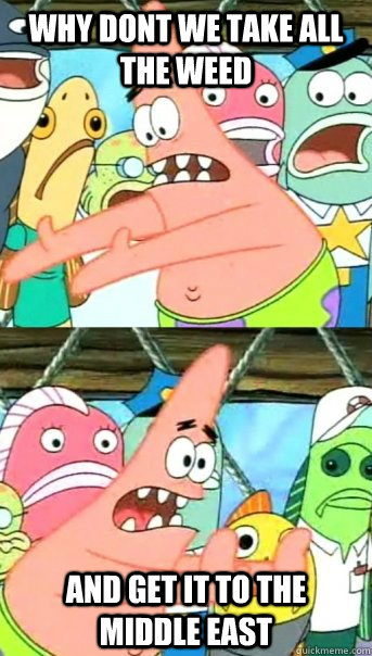 why dont we take all the weed and get it to the middle east - why dont we take all the weed and get it to the middle east  Push it somewhere else Patrick