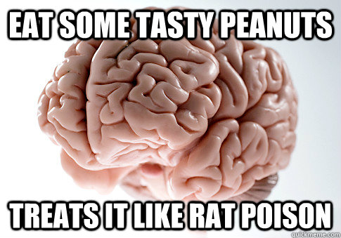 EAT SOME TASTY PEANUTS TREATS IT LIKE RAT POISON   Scumbag Brain