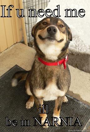 IF U NEED ME  ILL BE IN NARNIA Good Dog Greg