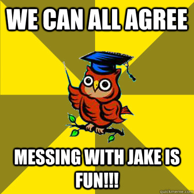 We can all agree Messing with Jake is Fun!!!  Observational Owl