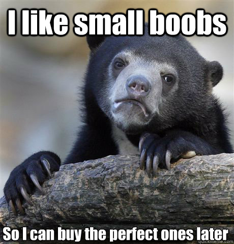 I like small boobs So I can buy the perfect ones later  Confession Bear
