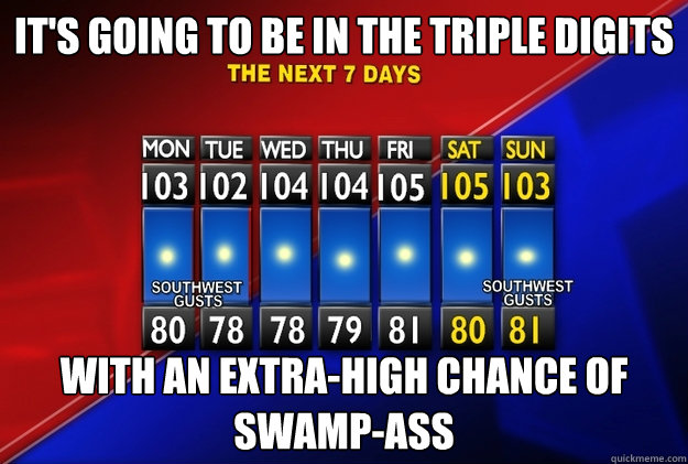 It's going to be in the triple digits With an extra-high chance of swamp-ass - It's going to be in the triple digits With an extra-high chance of swamp-ass  Boring Weather Man