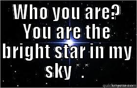 WHO YOU ARE? YOU ARE THE BRIGHT STAR IN MY SKY *.*  Misc