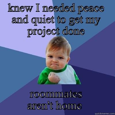 KNEW I NEEDED PEACE AND QUIET TO GET MY PROJECT DONE ROOMMATES AREN'T HOME  Success Kid