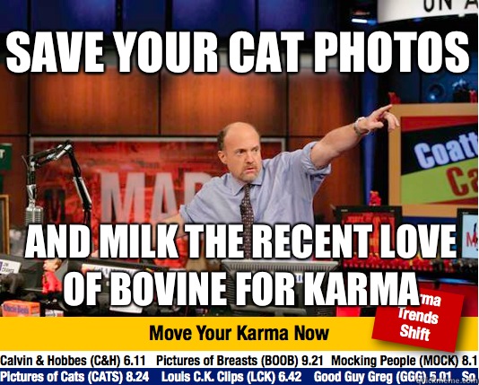 Save your cat photos And milk the recent love of bovine for karma - Save your cat photos And milk the recent love of bovine for karma  Mad Karma with Jim Cramer