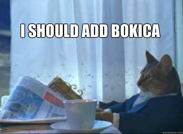 I should add Bokica   I should buy a boat cat