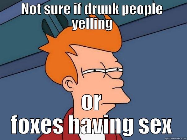 NOT SURE IF DRUNK PEOPLE YELLING OR FOXES HAVING SEX Futurama Fry