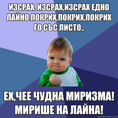 Изсрах, изсрах,изсрах едно лайно.покрих,по  Success Kid