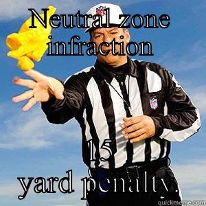 NEUTRAL ZONE INFRACTION 15 YARD PENALTY. Misc