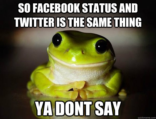 SO Facebook status and twitter is the same thing Ya Dont Say  Fascinated Frog