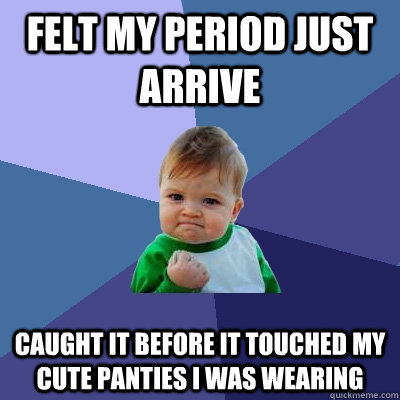Felt my period just arrive caught it before it touched my cute panties I was wearing  Success Kid