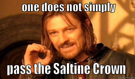            ONE DOES NOT SIMPLY           PASS THE SALTINE CROWN Boromir