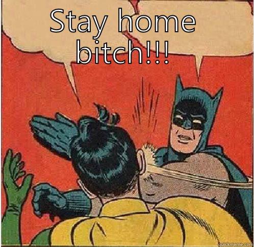 STAY HOME BITCH!!!  Batman Slapping Robin