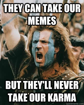 they can take our memes but they'll never take our karma  