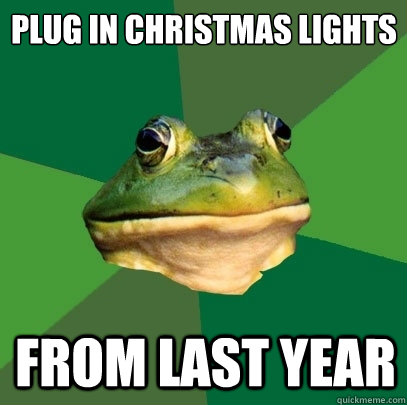 plug in christmas lights from last year  Foul Bachelor Frog