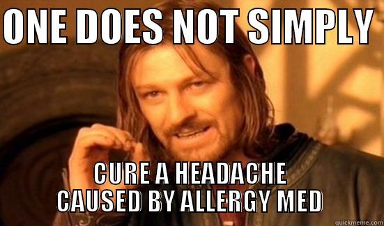 ONE DOES NOT SIMPLY  CURE A HEADACHE CAUSED BY ALLERGY MED Boromir