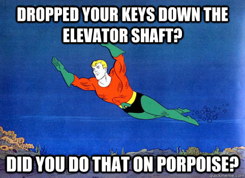 Dropped your keys down the elevator shaft? did you do that on porpoise? - Dropped your keys down the elevator shaft? did you do that on porpoise?  Misc