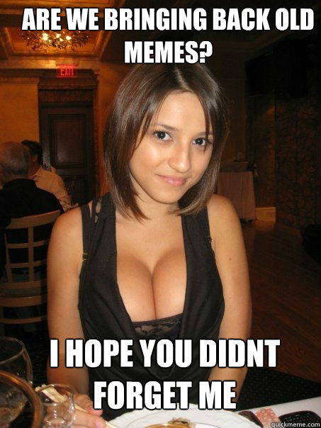 i hope you didnt forget me are we bringing back old memes?  cant find boob girls meme