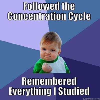 FOLLOWED THE CONCENTRATION CYCLE REMEMBERED EVERYTHING I STUDIED Success Kid
