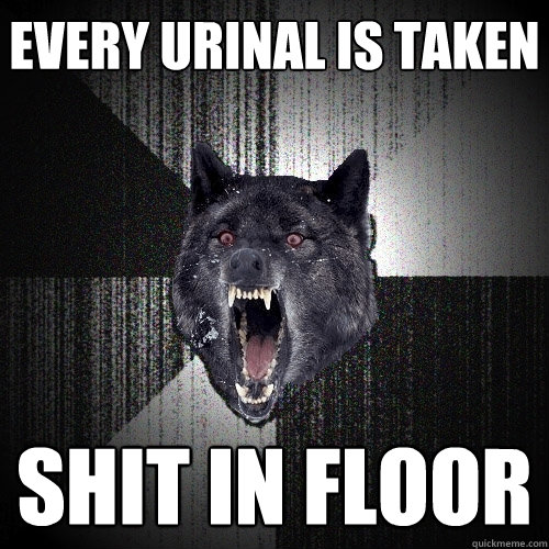 Every urinal is taken Shit in floor  Insanity Wolf