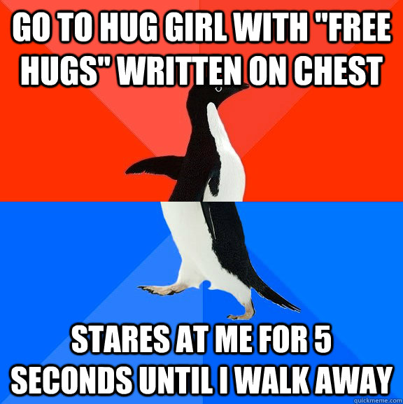 Go to hug girl with 