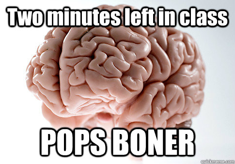 Two minutes left in class POPS BONER   Scumbag Brain