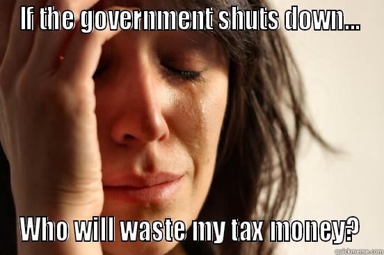 IF THE GOVERNMENT SHUTS DOWN... WHO WILL WASTE MY TAX MONEY? First World Problems