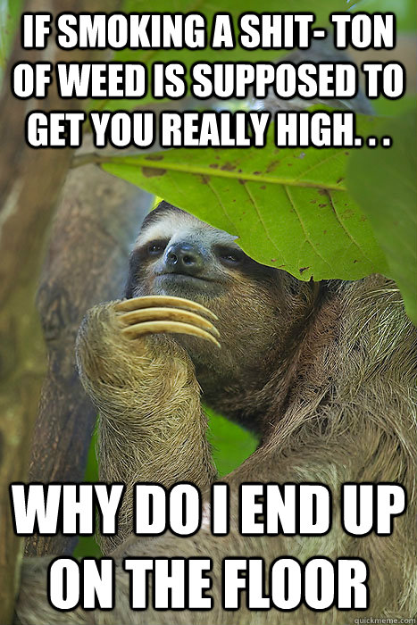 if smoking a shit- ton of weed is supposed to get you really high. . . why do i end up on the floor  Philososloth