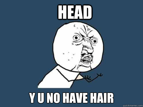 head y u no have hair Caption 3 goes here  Y U No