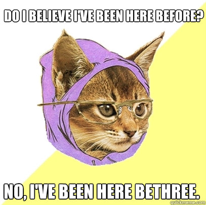 Do I believe I've been here before? No, I've been here bethree.  Hipster Kitty